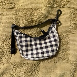 Baggu Crescent Bag Charm in Black & White Gingham
